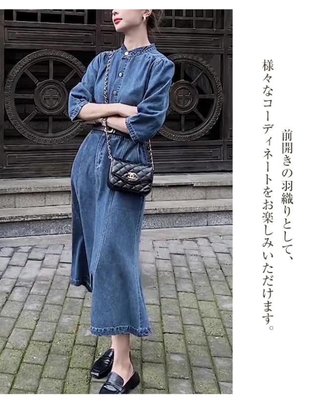 衣装 ジーンズ シャツワンピ ぬい目絵図面 長袖 レディース 格好のいい