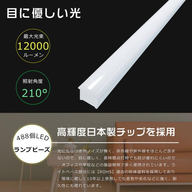 ★30本入り★一体型LEDベースライト 40形 トラフ型照明器具 40W型 器具一体型LED蛍光灯 40W形 ベースライト LED 40W トラフ型 LEDベースライト 40W形 LED蛍光灯 40W形 器具一体型 キッチンベースライト LED 天井直付型LEDシーリングライト 60W 12000LM スーパー/倉庫/オフィス_4