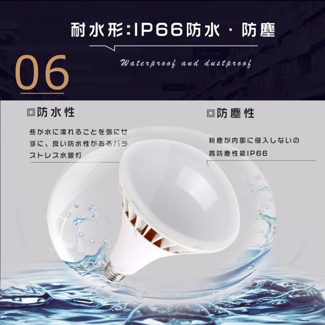 ≪8個入り≫バラストレス水銀灯 LED E39 LEDビーム電球 E39 LED水銀ランプ 水銀灯からLEDへ交換 PAR65 E39口金 LEDレフ電球 レフランプ LED パラストレス水銀灯代替用 LED投光器 屋外用 防水 看板灯 街路灯 1000W相当 IP66防水 屋内屋外兼用 100W 20000lm 100V/200Vに対応_7