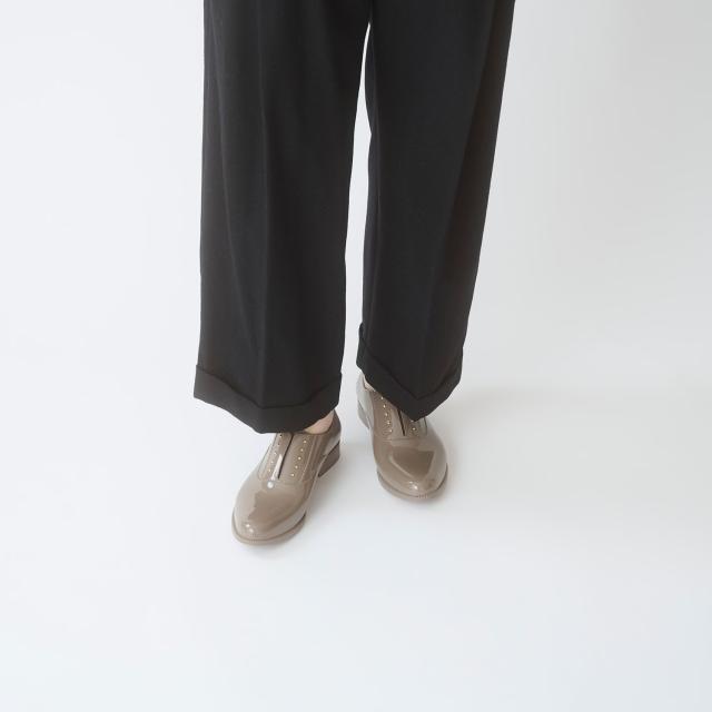 TEMPERATE テンパレイト OMBRE レディース 靴 雨 靴 レインシューズ レイン 防水 完全防水 マニッシュシューズ スリッポン スタッズ 甲高 幅広 PVC オックスフォード マニッシュ 黒 ブラック 晴雨兼用 梅雨 デイリー 通勤 オフィス 送料無料_12