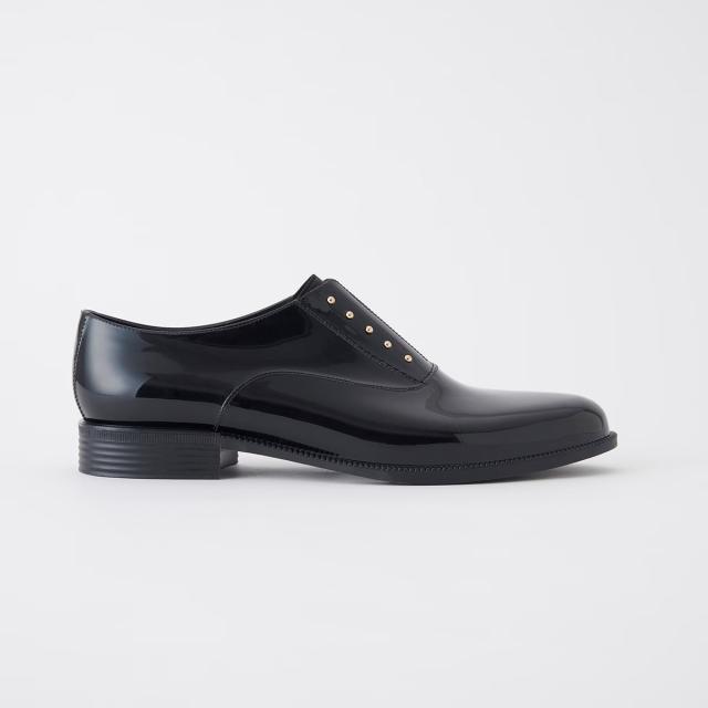 TEMPERATE テンパレイト OMBRE レディース 靴 雨 靴 レインシューズ レイン 防水 完全防水 マニッシュシューズ スリッポン スタッズ 甲高 幅広 PVC オックスフォード マニッシュ 黒 ブラック 晴雨兼用 梅雨 デイリー 通勤 オフィス 送料無料_3