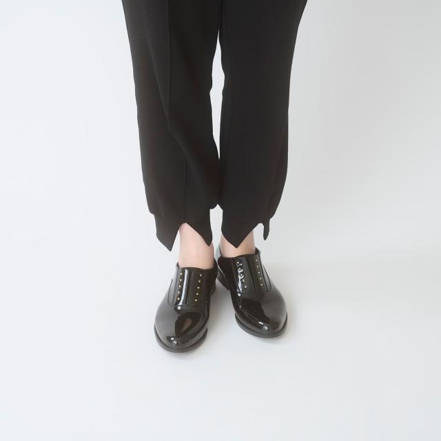 TEMPERATE テンパレイト OMBRE レディース 靴 雨 靴 レインシューズ レイン 防水 完全防水 マニッシュシューズ スリッポン スタッズ 甲高 幅広 PVC オックスフォード マニッシュ 黒 ブラック 晴雨兼用 梅雨 デイリー 通勤 オフィス 送料無料_7