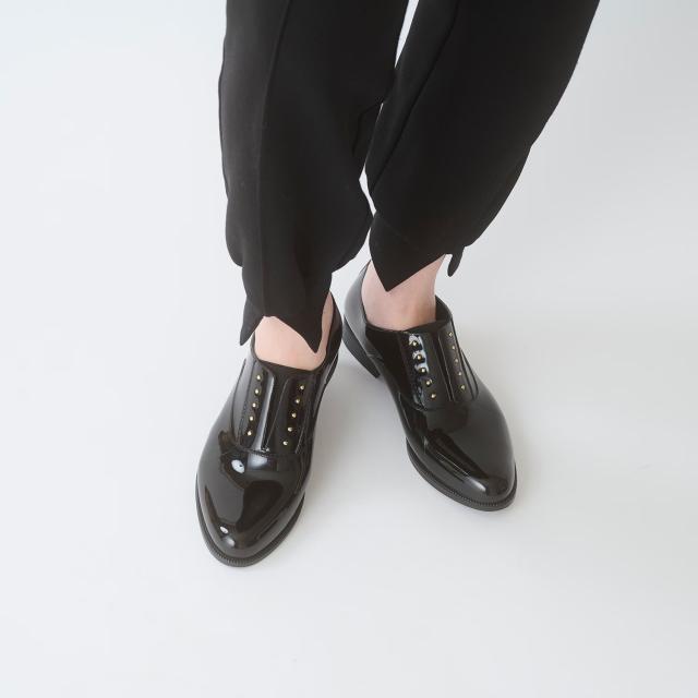 TEMPERATE テンパレイト OMBRE レディース 靴 雨 靴 レインシューズ レイン 防水 完全防水 マニッシュシューズ スリッポン スタッズ 甲高 幅広 PVC オックスフォード マニッシュ 黒 ブラック 晴雨兼用 梅雨 デイリー 通勤 オフィス 送料無料_8