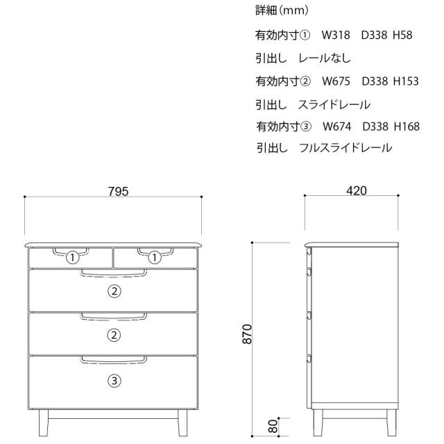 チェスト ローチェスト 箪笥 タンス 4段 5杯 洋服 衣類 収納 リビングチェスト 引き出し収納 洋タンス 木製 無垢 天然木 木目 北欧 シンプル おしゃれ 収納力 完成品 寝室 一人暮らし 品質保証 ERIS ISSEIKI_15