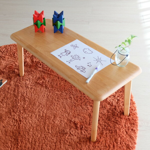 テーブル キッズテーブル 子供用 座卓 幼児 机 センターテーブル ローテーブル 子供家具 北欧 ナチュラル シンプル おしゃれ 学習机 椅子 ソファ アルダー材 ベージュ 品質保証 ISSEIKI KIDS CARBO_6