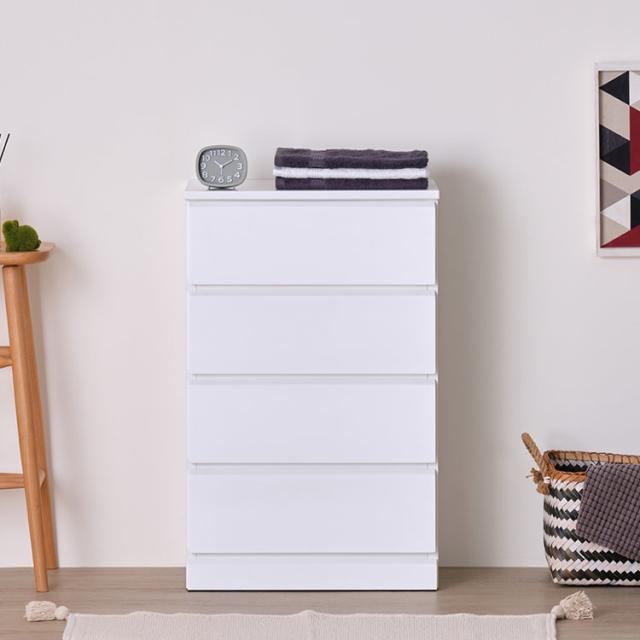 ポイント10%増量中！ チェスト 4段 完成品 ランドリーチェスト スリム 幅50 奥行30 タンス ランドリー収納 洗面所 バスルーム サニタリー 衣類 タオル 洋服 収納 引き出し 薄型 隙間 白 ホワイト 鏡面 シンプル モダン SOFEE ISSEIKI