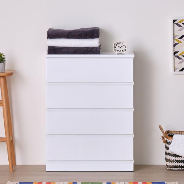 チェスト 4段 完成品 木製 幅60 奥行30 ランドリー収納 タンス たんす 箪笥 洗面所 バスルーム サニタリー 衣類 タオル 洋服 収納 引き出し 薄型 スリム 隙間 白 ホワイト 鏡面 シンプル 艶 ISSEIKI SOFEE