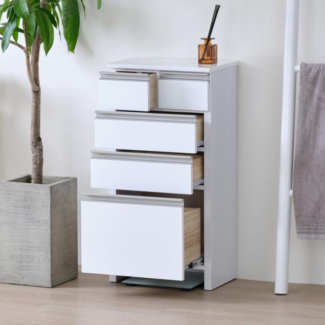 幅45 奥行30 ランドリー収納 サニタリー収納 チェスト リビング ベッドルーム収納 ベッドルーム 棚 収納 おしゃれ タンス 収納家具 ホワイト LILIA ISSEIKI