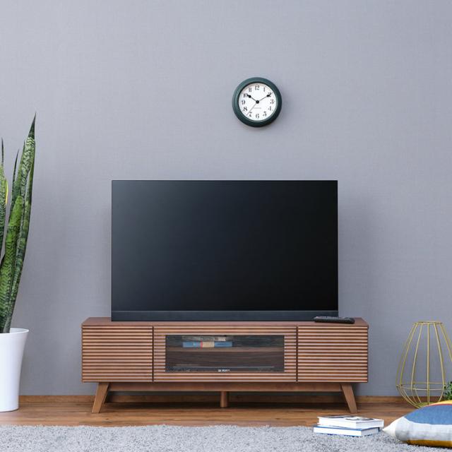 テレビ台 ロータイプ 完成品 32型 テレビボード 幅120 新生活 シンプル モダン ミディアムブラウン 棚 ブラウン TV台 ディスプレイラック リビングボード WAVE TV BOARD 120 (RW-MBR) ISSEIKI_1