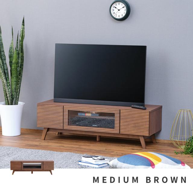 テレビ台 ロータイプ 完成品 32型 テレビボード 幅120 新生活 シンプル モダン ミディアムブラウン 棚 ブラウン TV台 ディスプレイラック リビングボード WAVE TV BOARD 120 (RW-MBR) ISSEIKI_2