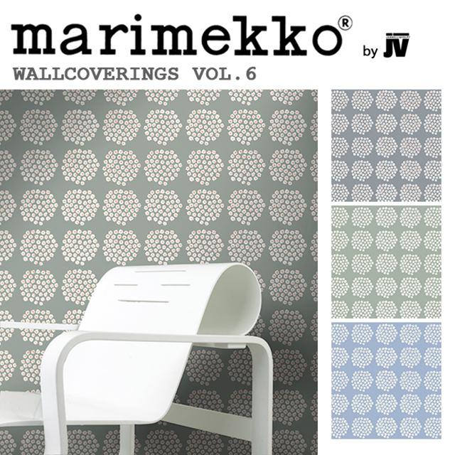 壁紙 クロス のりなし 輸入壁紙 marimekko マリメッコ 品番 25125 25126 25127 PUKETTI プケッティ 1ロール単位販売 巾70cmx10.05m 不織布 F☆☆☆☆ 不燃の通販は 24,090円