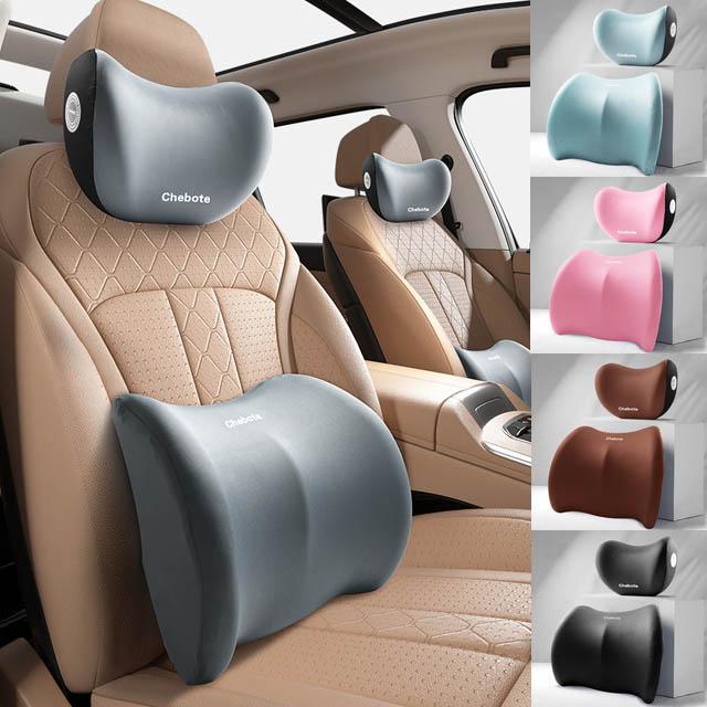 車用ヘッドレスト＆腰クッション 2点セット 安定感 ビジネス風 ファッション 車飾り 車用インテリア カー用品 5色