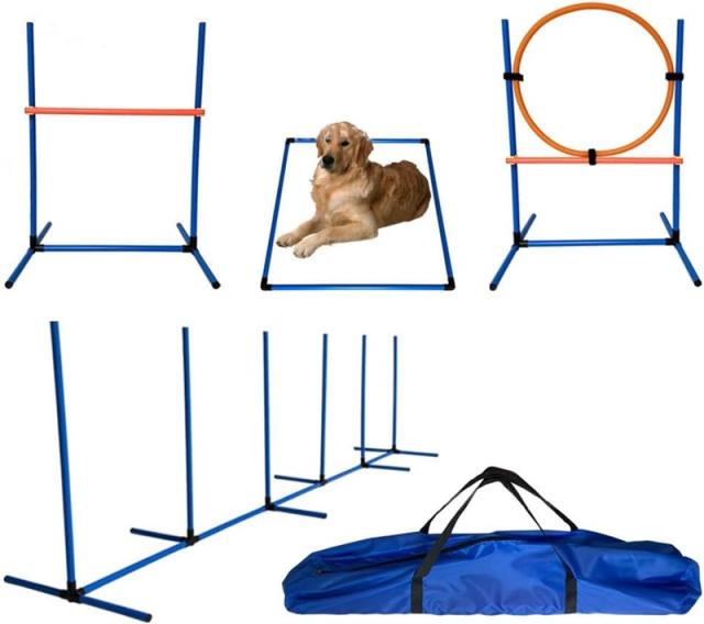 犬 アジリティ スラローム ハードル セット ドッグアジリティ ドッグアジリティスラローム アジリティ用具 ドッグ 障害物 ジャンプ バー ドッグラン トレーニング ジャンプバー 収納バッグ 付き ドッグランセット 遊具 屋外_5
