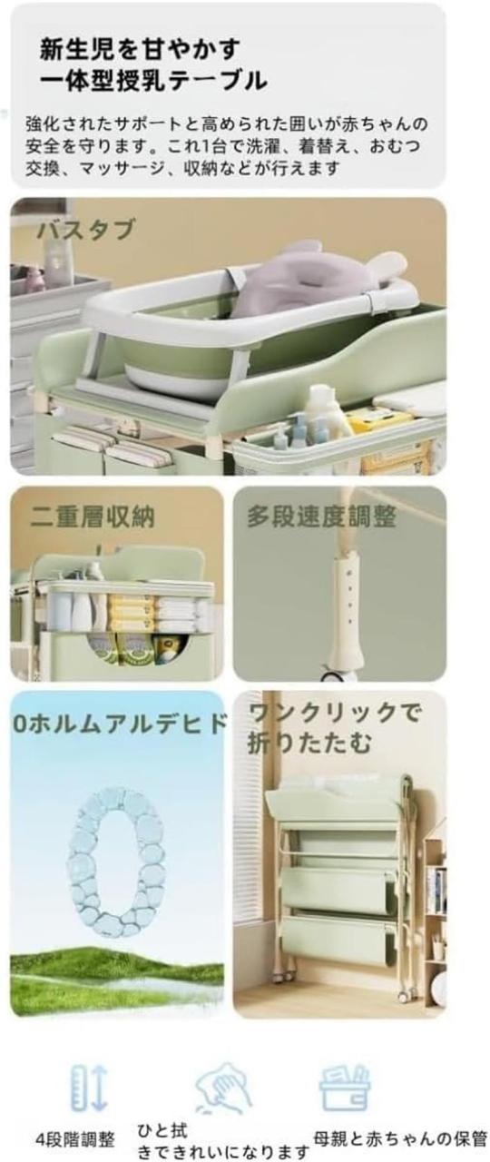 ベビーケア おむつ交換台 新生児入浴マッサージテーブル 折りたたみ式 多機能_1