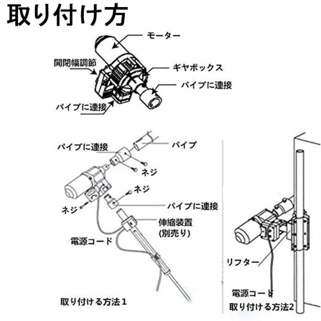 『ポイント3倍!3月限定!』ビニールハウス用 自動巻き上げ機 電動フィルム巻上げ換気装置 100W 4.0rpm 100NM 農業温室用 (巻上モーター*2+制御器*1+リフター*2) C_4