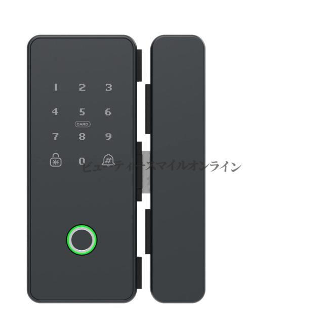 指紋認証 カード パスワード対応 スマートロック 面付錠 防犯強化 フレームレスガラスドア用 ホームオフィスセキュリティ 自動ドアベル内蔵 暗証番号設定可能 高セキュリティエントリーロック