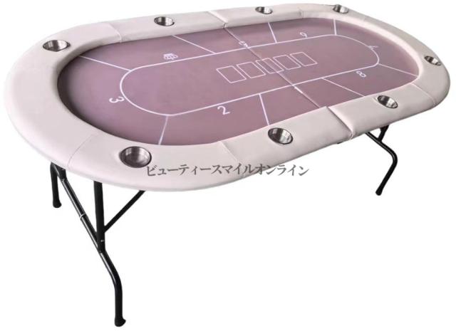 折り畳み式ポーカーテーブル 脚付き完成品 テキサスホールデム用 収納簡単 組み立て不要 ステンレスカップホルダー付き カジノ風 ホームゲーム 持ち運び便利 省スペース プロ仕様