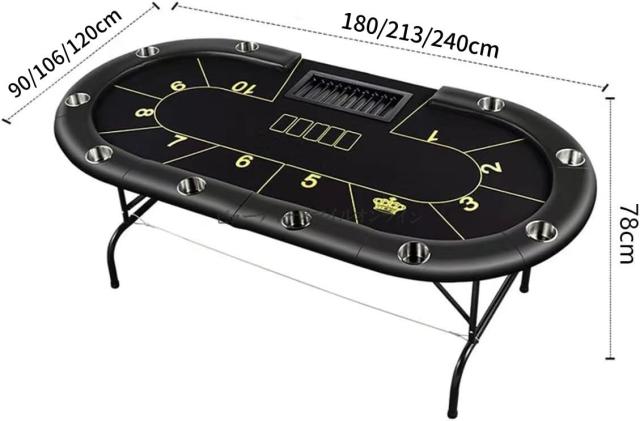 折り畳み式ポーカーテーブル 脚付き完成品 テキサスホールデム用 収納簡単 組み立て不要 ステンレスカップホルダー付き カジノ風 ホームゲーム 持ち運び便利 省スペース プロ仕様_1