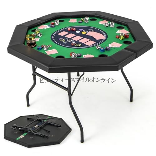ポーカーテーブル 8人用 折りたたみ式 96cmx122cm 家庭用 カジノ風