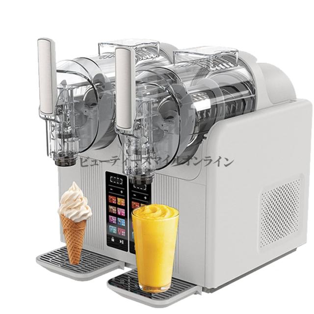 スラッシーマシン アイスクリームメーカー 430W 2L×2 双頭 タッチスクリーン操作 自動洗浄機能搭載 7種類プリセットモード 硬度調整可能 スムージー ミルクシェイク カクテル フローズンジュース対応 家庭用110V 省スペース設計 高耐