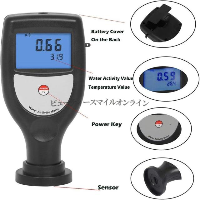 食品水分活性計 AWテスターモニター プロ仕様高精度6ビットバックライト液晶 穀物 果物 野菜 パン ケーキ用 食品衛生管理 水分含有量測定 デジタル表示 省スペース設計_2