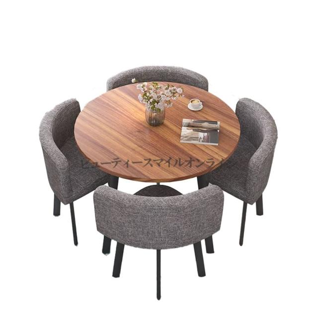 丸型ダイニングテーブルセット 4人用 北欧風モダンデザイン 天然木製 カフェ風リビングルーム 省スペース 家庭用 コンパクト 高級感溢れる ダイニングチェア付き キッチン兼用 アパート暮らしにも最適 おしゃれな食卓