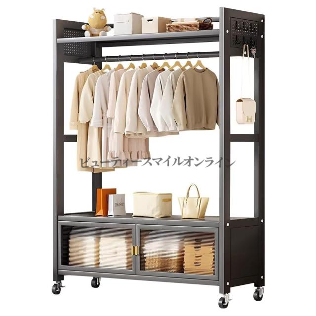 耐荷重130kg キャスター付き ハンガーラック 幅100cm 奥行34cm 高さ171cm 頑丈 メタルラック 防塵 多機能収納 ホワイト 省スペース クローゼット収納 北欧風 コートハンガー ワードローブ 衣類掛け シングル 洋服ラック_6