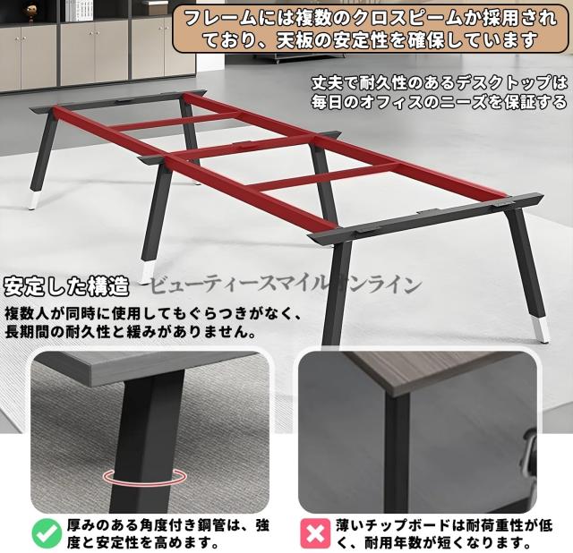 200x120x74cm プロ仕様大型会議テーブル 12人用 超頑丈スチールフレーム 企業商談 研修セミナー対応 組立簡単5分 配線コンセント内蔵 オフィス 塾 学校 受付カウンター 業務用ミーティングデスク 省スペース設計 高耐久天板_3