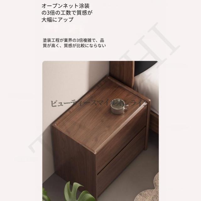 スカンジナビアン モダンベッドサイドテーブル 省スペース ダブル引き出し収納付き 北欧風 寝室用 スリムデザイン ホワイト オーク材 ミニマリスト 寝室収納 ベッドサイドデスク ナチュラル_4