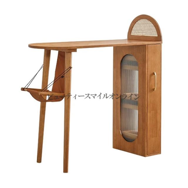 省スペース壁面ハイテーブル 収納機能付きスリムカウンター スマートスクリーン内蔵バーテーブル キッチン作業台 自宅カフェ用 ホームバー 北欧風モダンデザイン プロ仕様調理スペース