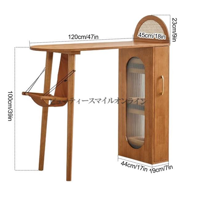 省スペース壁面ハイテーブル 収納機能付きスリムカウンター スマートスクリーン内蔵バーテーブル キッチン作業台 自宅カフェ用 ホームバー 北欧風モダンデザイン プロ仕様調理スペース_2