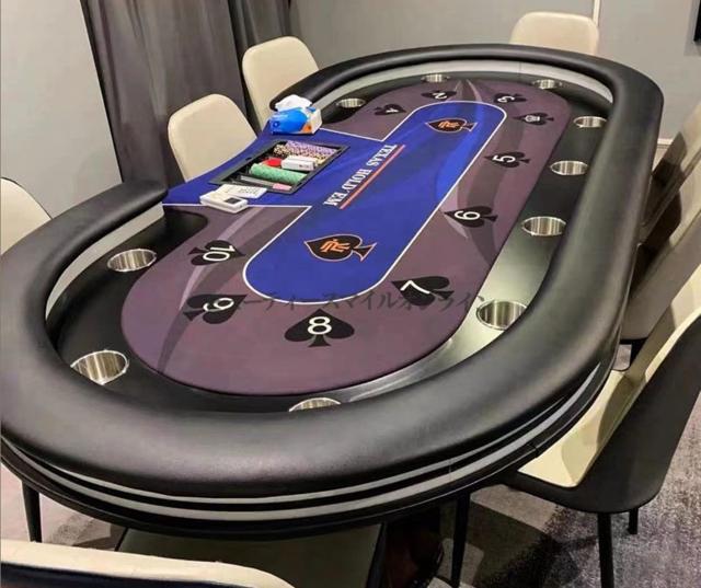 ポーカーテーブル テキサスホールデム専用 10人用 カップホルダー内蔵 カジノ風デザイン ホールデムサイコロ付き 業務用 耐久性抜群 安定感あるプレイ環境