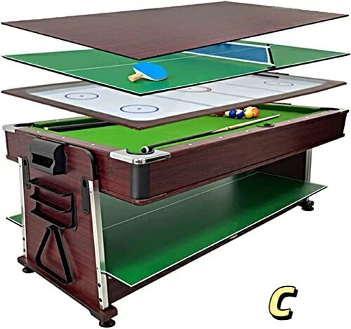 4in1 マルチゲームテーブル 7フィート家庭用ビリヤード台 エアホッケー