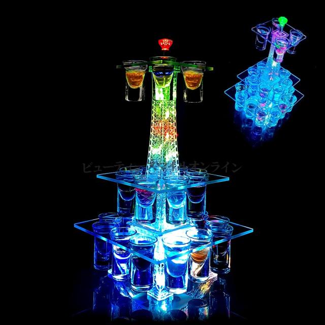 LEDテキーラ観覧酒ボトルスタンド グラス6個付き 卓上USB充電式 コードレス操作 忘年会新年会 パーティーカラオケ 飲み会雰囲気作り 高輝度LEDランプデザイン 自立型省スペース