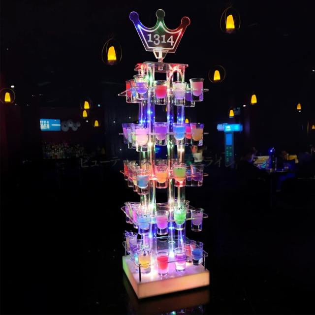 充電式 LED ワインラック ワイングラスホルダー テキーラ観覧車 酒ボトルディスプレー コカボムタワー ナイトクラブ 居酒屋 KTV ドリンク小道具 省スペース 高級感溢れる 自動点灯 静音設計 雰囲気演出 注目集客 北欧風 ホームパーティー