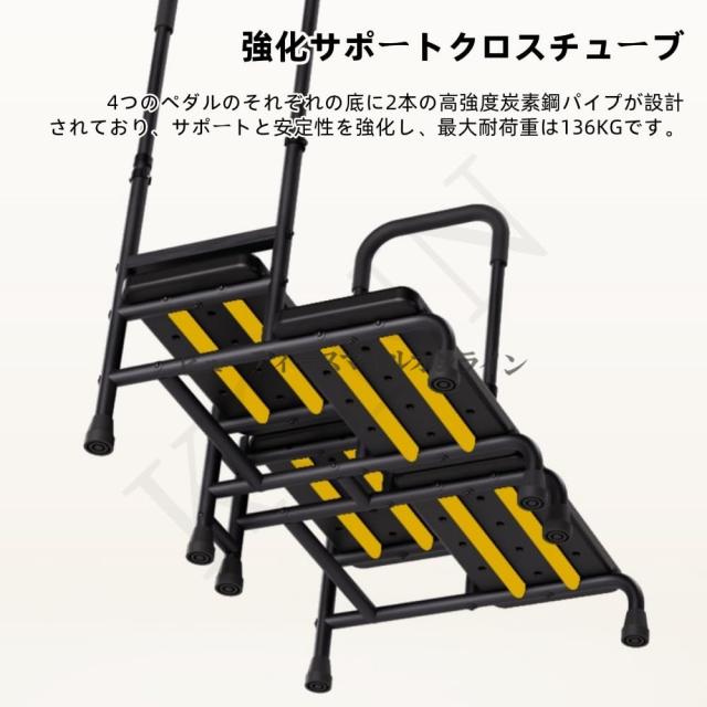 介護用 耐荷重136kg 調節可能 ハンドル付きステップスツール 2段式 寝室用 高齢者向け 肘掛け付き 安全設計 バリアフリー対応 省スペース 滑り止め加工_5