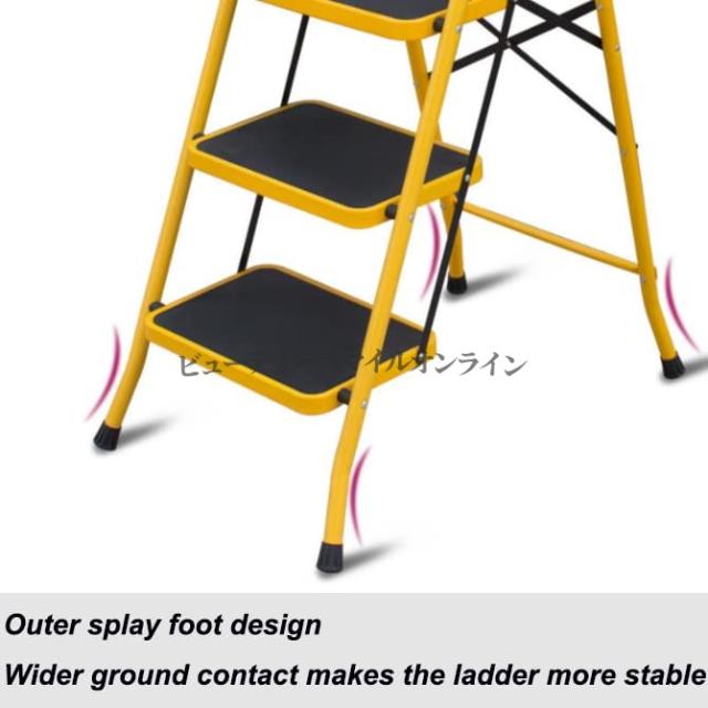 家庭用折りたたみ脚立 3ステップ 4ステップ 5ステップ選択可能 ワイドペダルと拡張アームレスト搭載 171cm高さまで届く キッチン 収納 メンテナンス用 コンパクト収納可能 耐荷重150kg プロ仕様安定性 滑り止め加工 防錆アルミ製 室内作業に最適_5