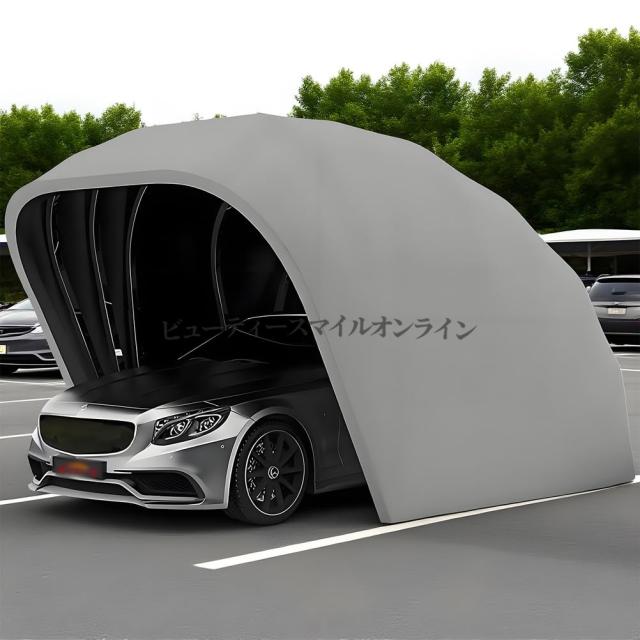 ステンレススチールグレー プロ仕様折りたたみ式カーポート 半自動耐久性シェルター 全天候型耐候性RVカバー 家庭用ガレージ ヴィラ用 高強度モバイルオーニング 省スペース格納可能 防錆防サビ仕様