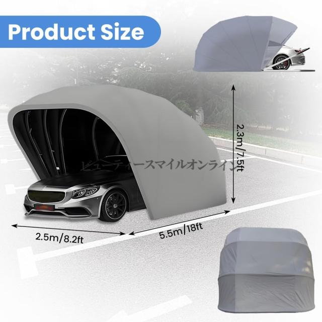 ステンレススチールグレー プロ仕様折りたたみ式カーポート 半自動耐久性シェルター 全天候型耐候性RVカバー 家庭用ガレージ ヴィラ用 高強度モバイルオーニング 省スペース格納可能 防錆防サビ仕様_6
