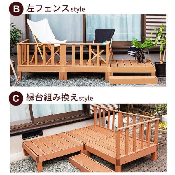 ウッドデッキ 6点セット デッキ 縁台 フェンス ステップ セット 人工木 ガーデン 庭 縁側 屋外 ベランダ DIY_13