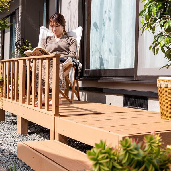 ウッドデッキ 6点セット デッキ 縁台 フェンス ステップ セット 人工木 ガーデン 庭 縁側 屋外 ベランダ DIY_19