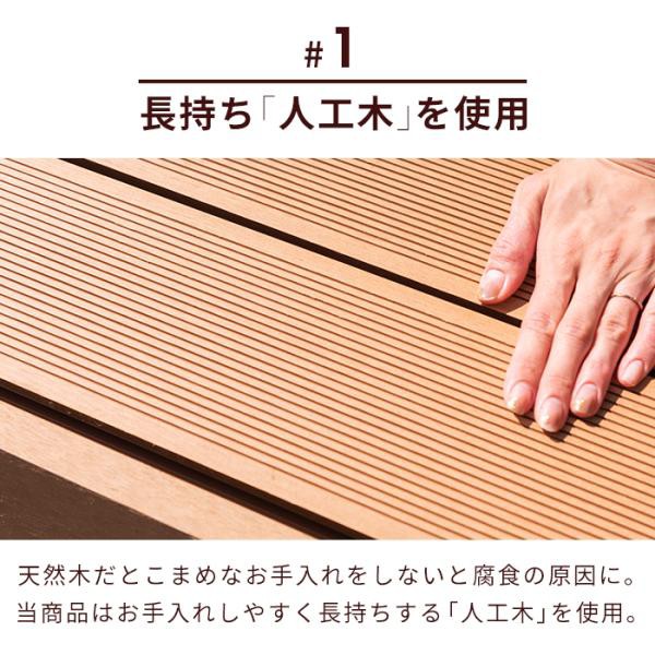 ウッドデッキ 6点セット デッキ 縁台 フェンス ステップ セット 人工木 ガーデン 庭 縁側 屋外 ベランダ DIY_4