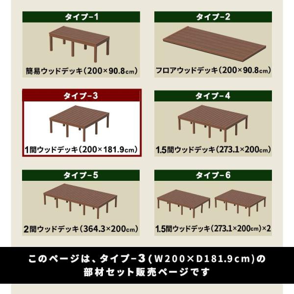 ウッドデッキ 人工木 181.9×200cm 1間サイズ 人工木デッキ DIY キット 庭 デッキ ガーデンデッキ ステージ エクステリア 組み立て DIYセット 水洗いOK_3