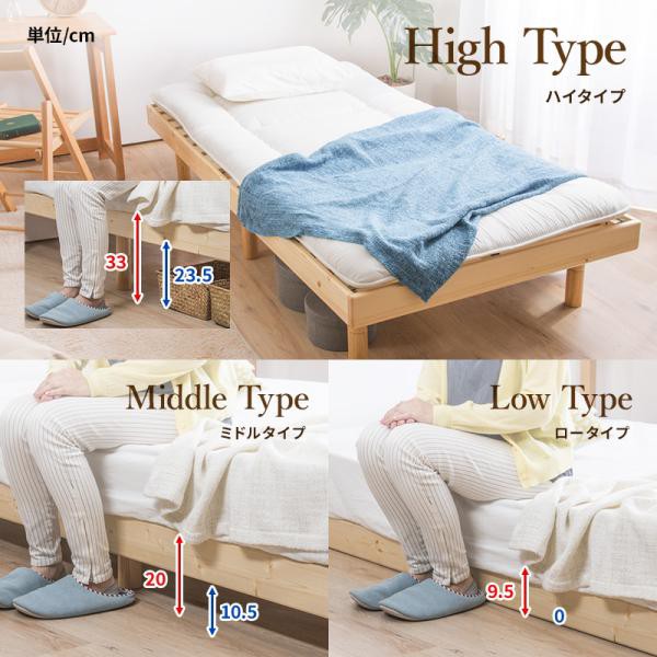 すのこベッド + 高反発 ボンネルコイルマットレスセット セミダブル 天然木フレーム高さ3段階すのこベッド