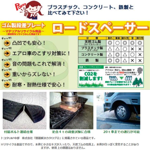 段差プレート ゴム製 アウトレット 幅900×奥250×高95mm 4個 W-90 国産 段差スロープ ステップ ロードスペーサー