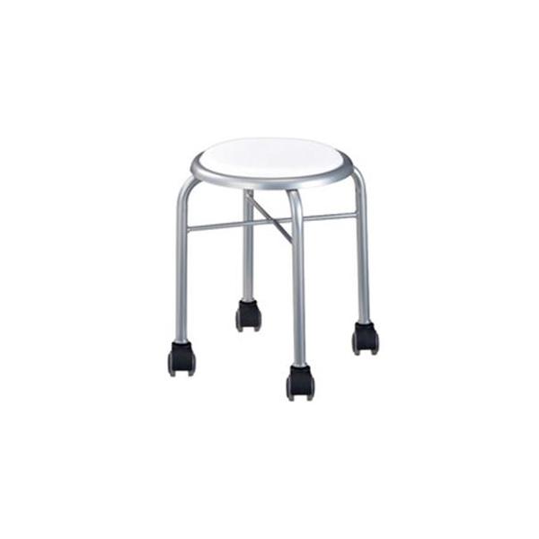 キャスタースツールボン ホワイト／シルバー