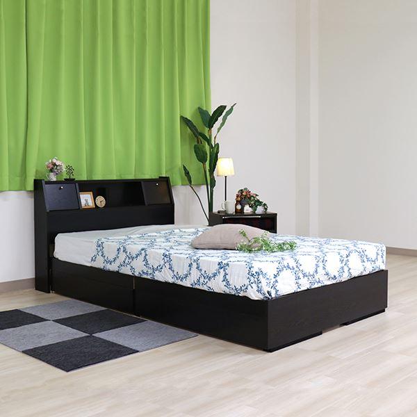 ベッド ブラック セミダブル ボンネルコイルマットレス付き ds-2378763