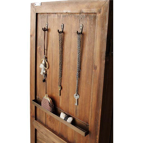 スタンドミラー 全身姿見鏡 幅45cm ブラウン 木製 3mm飛散防止ミラー