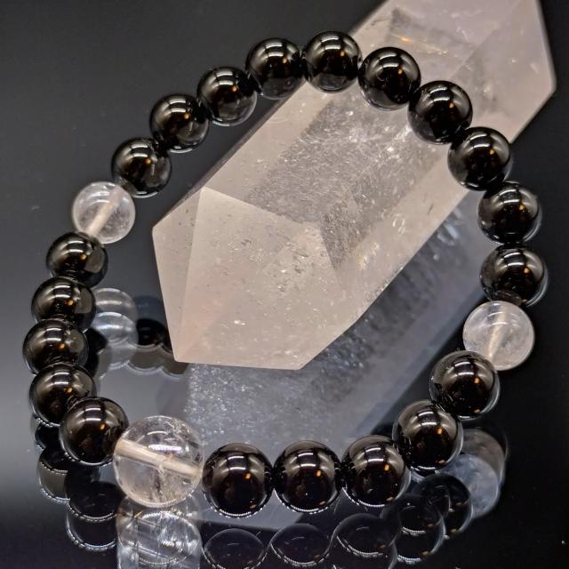 モリオン　ヒマラヤ水晶　8mm　親玉10mm　最高品質　鑑別済み　ブレスレット 6,480円