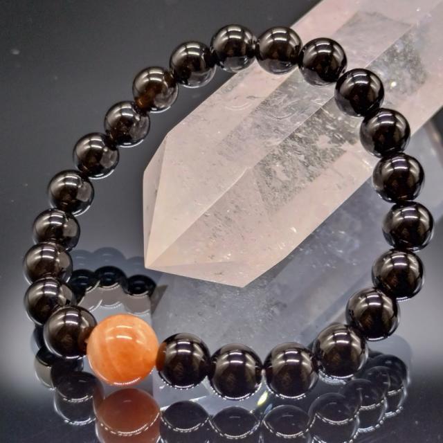 モリオン　サンストーン　8mm　親玉10mm　最高品質　鑑別済みブレスレット 6,480円